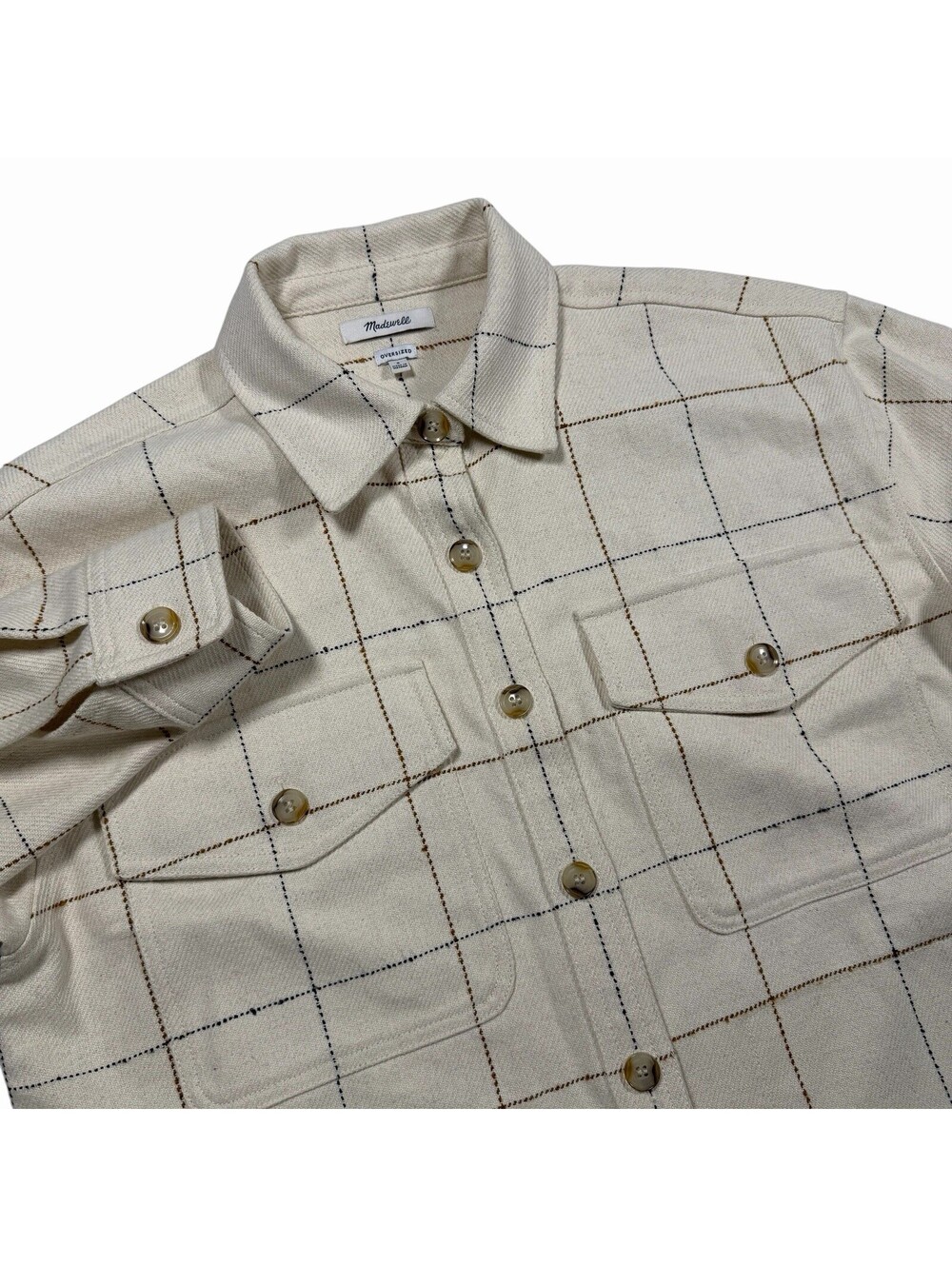 Madewell Bouclé Oversized Windowpane Check Shirt-Jacket Shacket Oversized S